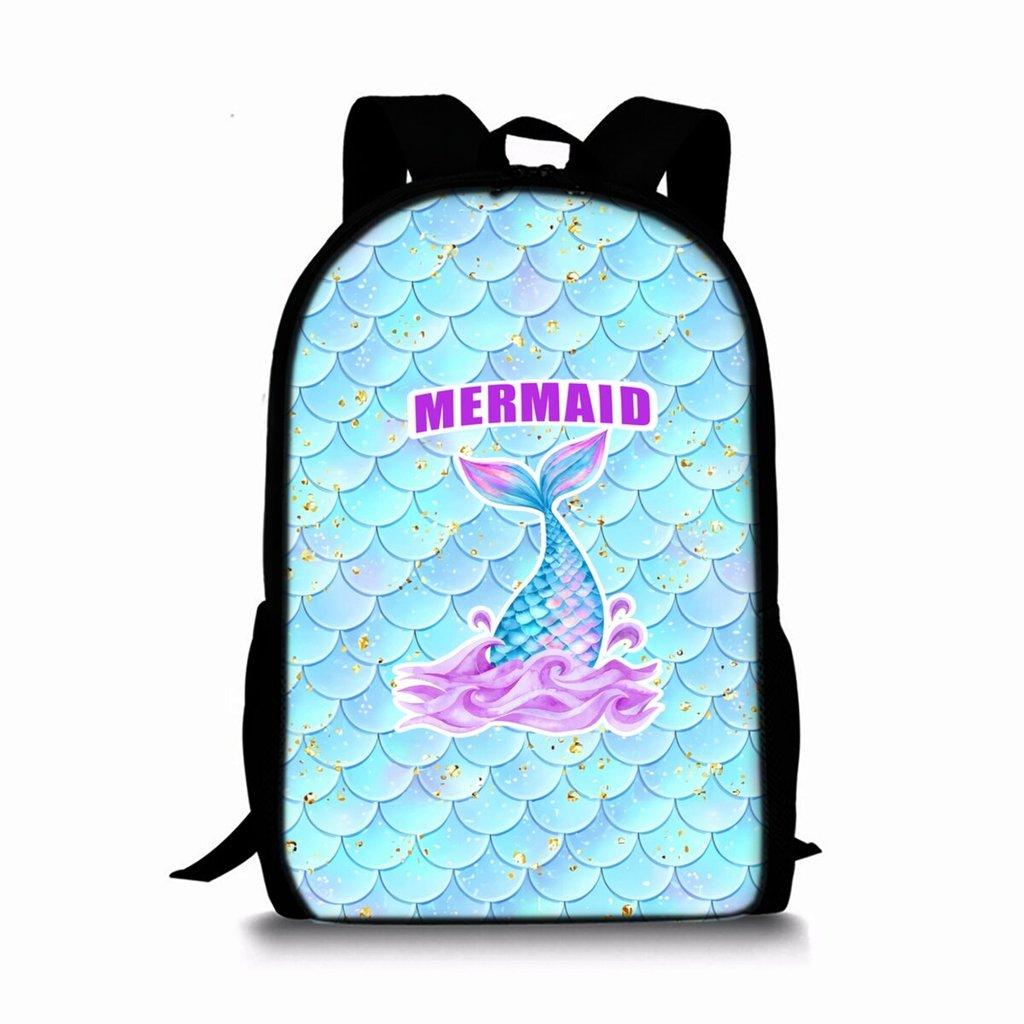 Mermaid Print Single Layer Backpack for Boy/Girls Best Gifts 2D Flat Cartoon School Bag for Children Bags
