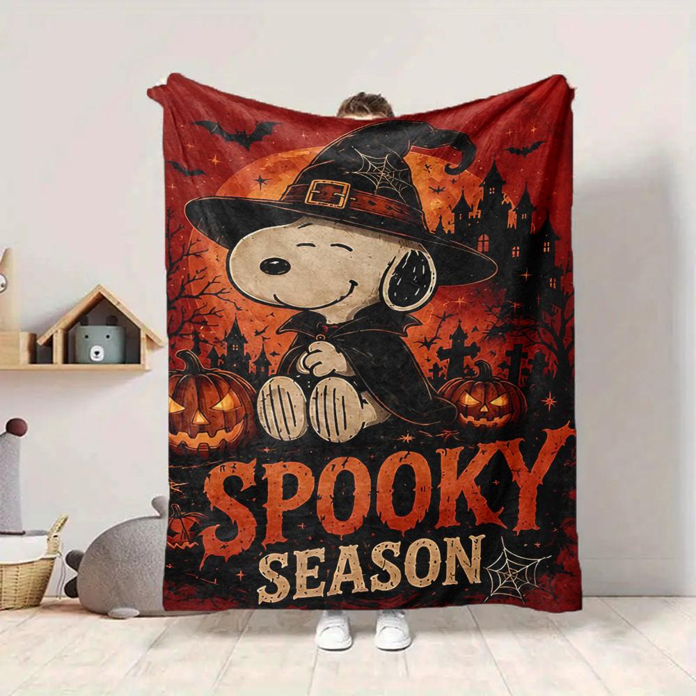 1Pc Snoopy Witch Halloween Night Blanket Soft And Comfortable Casual Warm Camping Travel Christmas Halloween Gift M91799