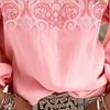 Printed women's retro western-style V-neck shirt with floral pattern. Ideal for summer vacations and outdoor gatherings. Christmas/New Year gift.