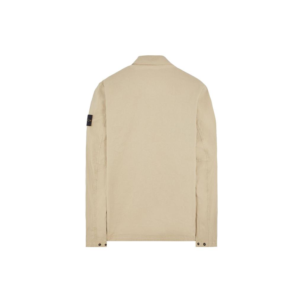 STONE ISLAND SS24 Supima Cotton Solid Color One-Sided Zipper Chest Pocket Logo Jacket Men Jacket Beige 801510210-V0095