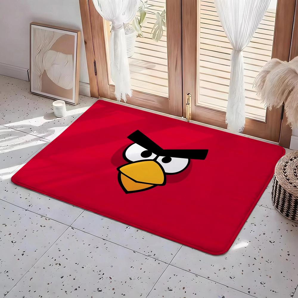 A-Angry Birds Game Floor Mat Eco Flannel Doormat Non-Slip Odorless Indoor Soft Short Plush Floor Rug