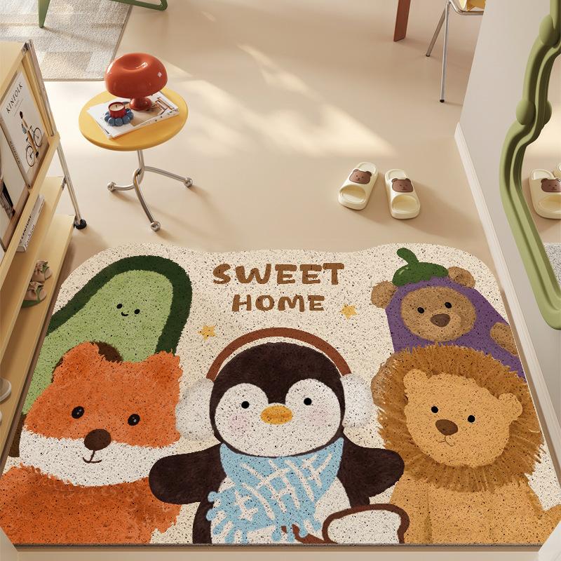 Cute Animal Party Entrance Door Floor Mat Entrance Entrance Entrance Door Scraping Mud Rubbing Soil Silk Circle Floor Mat Household Dirt-Resistant