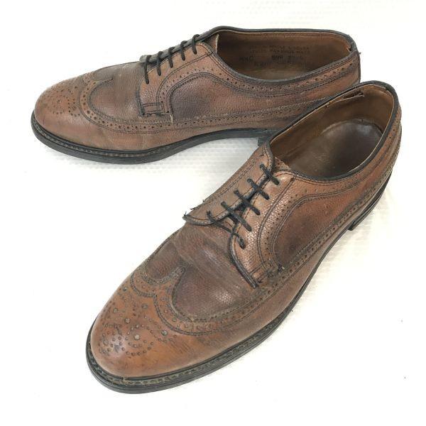 

70s/KNAPP/USAS Z41.1-1967/50 R1972/Steel Toe Work Wingtip Shoes/9.5C/26.5/Brown/Vintage
