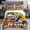 3-teiliges Bettbezug-Set (1 * Bettbezug + 2 * Kissenbezug, ohne Kern), Benutzerdefinierter Name DRAGON BALL Muster Bettwäsche Set, Heim Schlafzimmer Dekor Geschenk