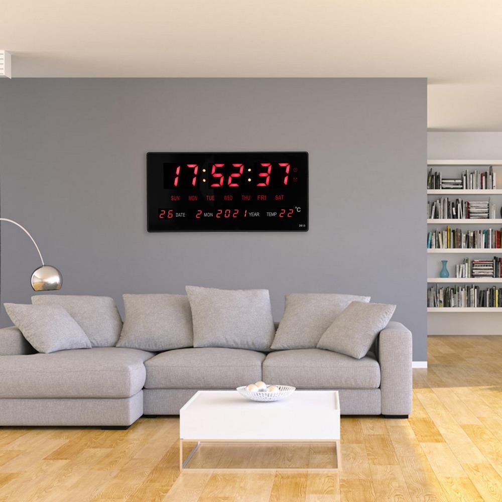 Large Screen Digital Wall Clock LED LED Electronic Date Clock Digital Hanging Clock Kitchen Wall