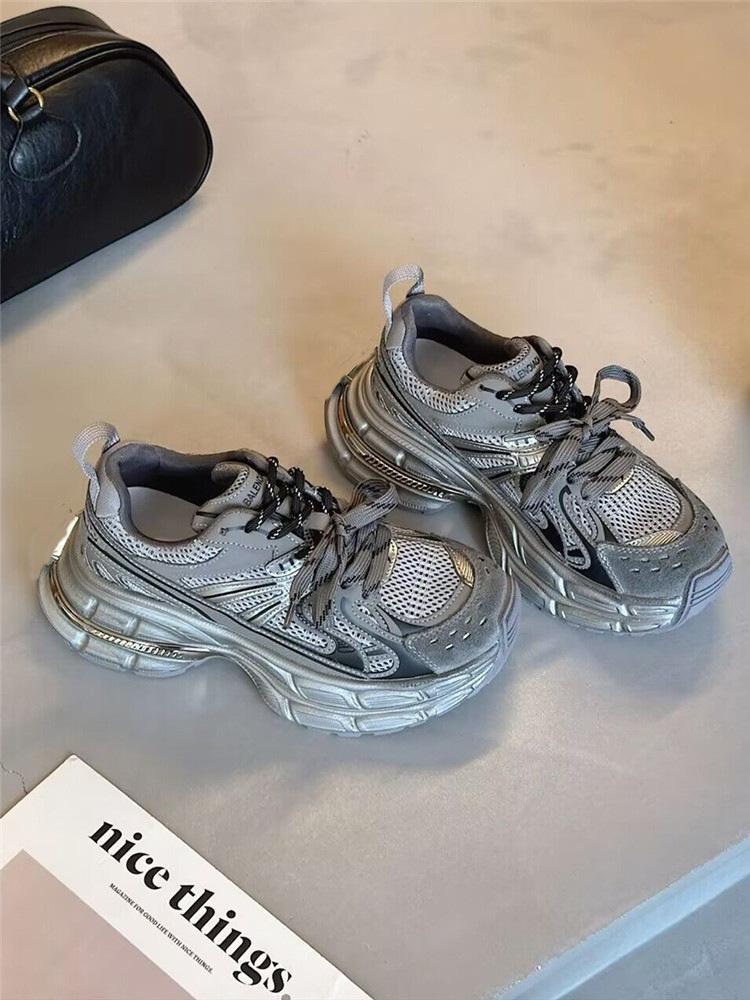 European station dad shoes women's autumn mesh shoes 2025 new platform casual sports shoes contrasting color super fire running shoes