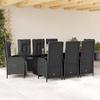 Vidaxl 9-Cz. Juego de Muebles de Jardín con Cojines, Negro, Ratán PE