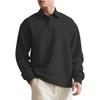 Men's Textured Jacquard Solid-Colour Button-Down Polo Shirt with Collar New Style Long-Sleeved Oversized Sweatshirt