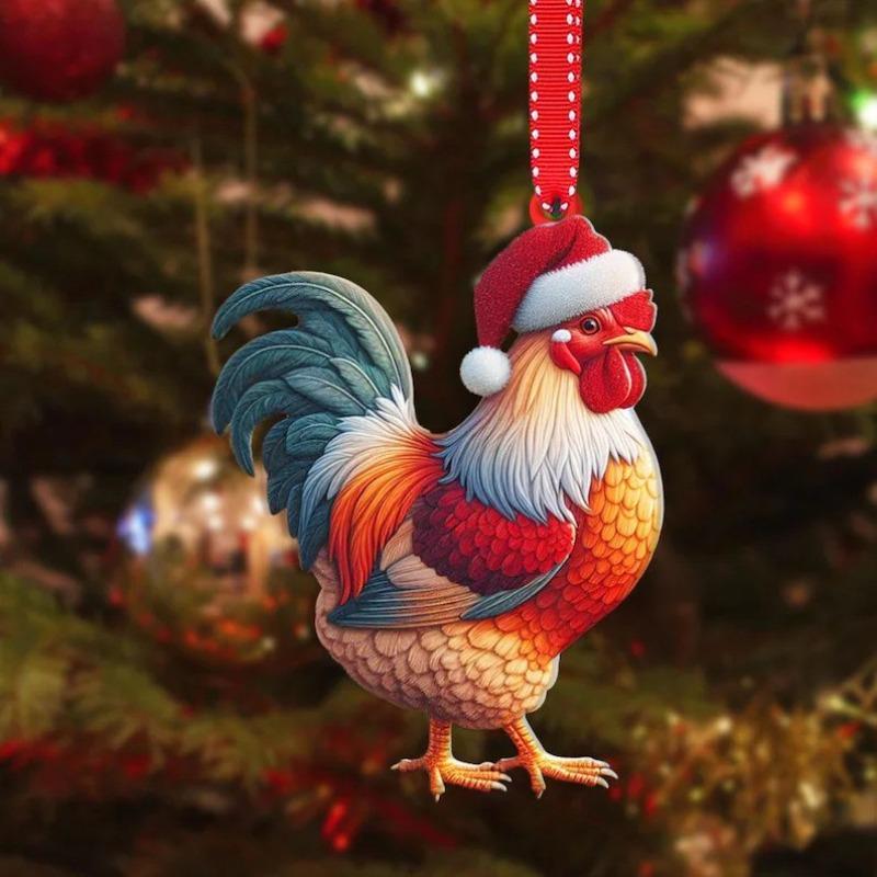 New Acrylic Flat Animal World Christmas Festival Party Pendant for Christmas Tree Decoration Pendant