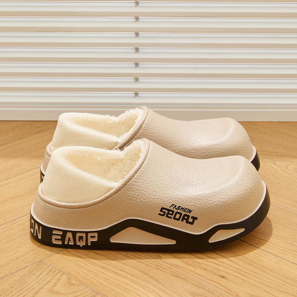 Winter Herren Baumwollpantoffeln Plüsch Warm Dicke Sohle Pantoletten Atmungsaktiv Weich Rutschfest Pantoffeln Innen Außen Lässige Pantoffeln