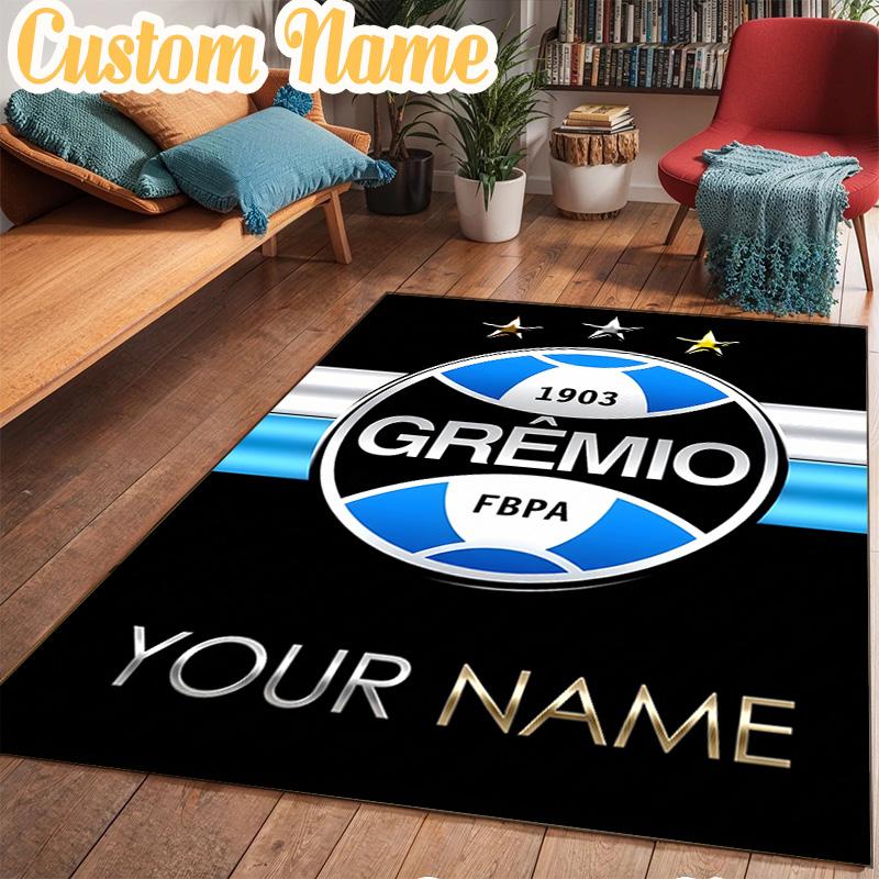 Custom Name Gremio Football Club Emblem Rug Office Rug Chair Mat Non Slip Carpet Rugs for Bedrooms Dining Room Living Room Home Decor Gifts