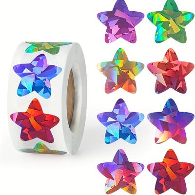 500 Stickers/Roll Shiny Holographic Laser Multicolor Stars Self-Adhesive Sticker DIY Craft Planner School and Classroom Teacher Supplies