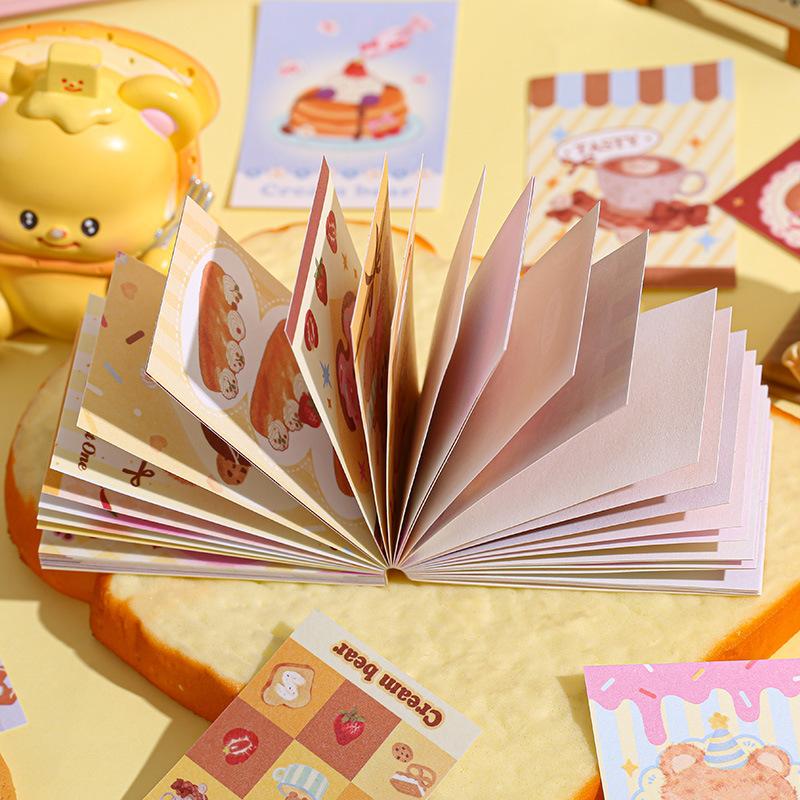 50piece/book Cute Cream Bear Sticker Girl Journal Phone Case DIY Scrapbook Sticker Kawaii Decoration Sticker Gift