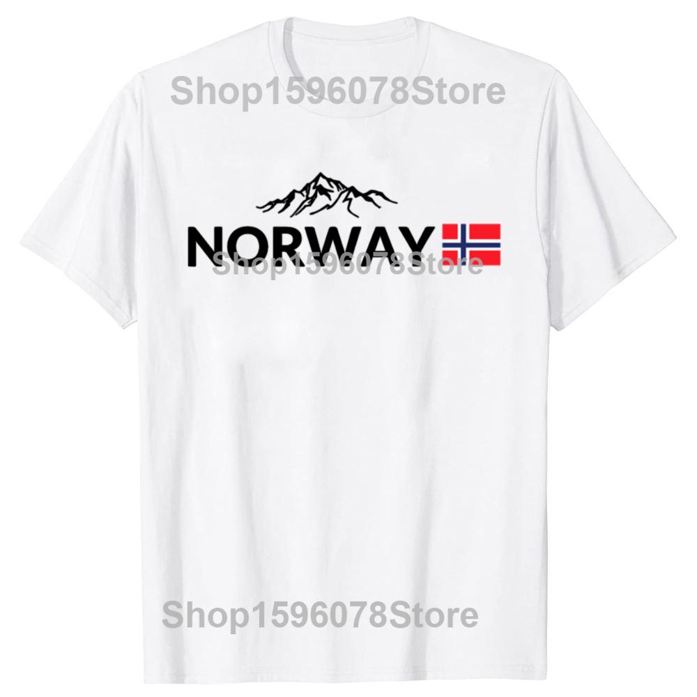 Funny Norway Flag Mountain Outdoor Graphic T-shirts Men Women's Fashion Casual Tshirt 100% Cotton Loose Oversized T Shirt
