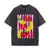 Thats Bananas Banana Illustration Pink Stripes Washed Short Sleeve Loose Streetwear Tee Hip Hop
