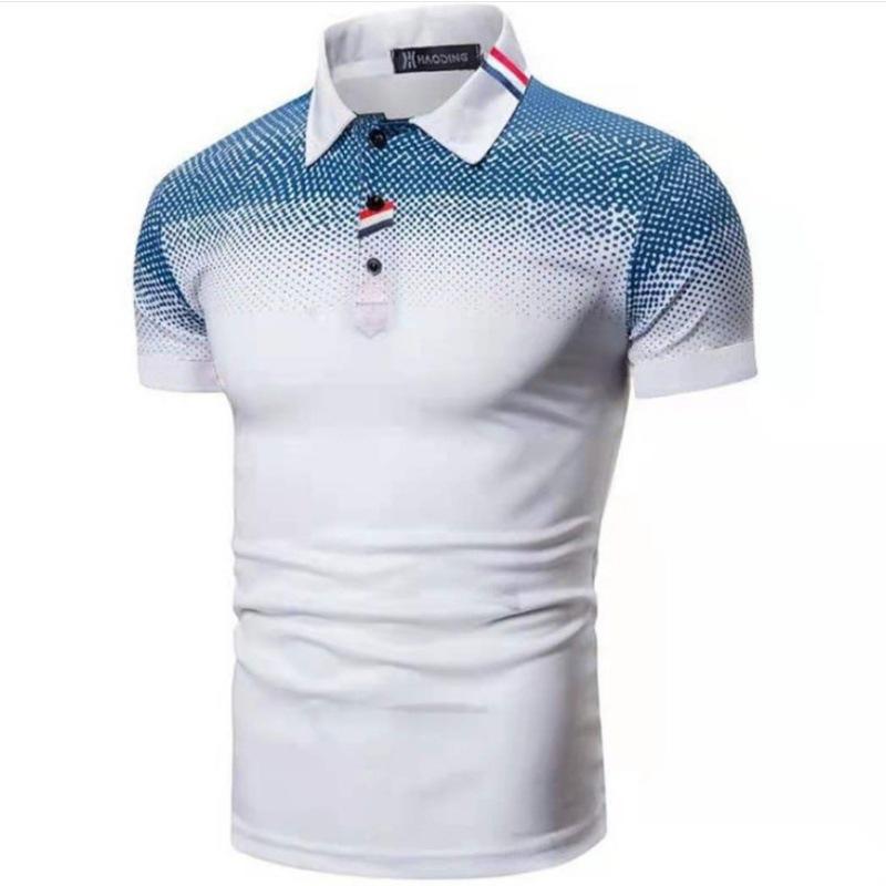 Mens Short Sleeve Dot Print Casual Polo Shirt S