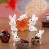 Mooncake Micro Landscape Decor White Rabbit Mid-Autumn Festival Desk Figurines  Desktop Decoration
