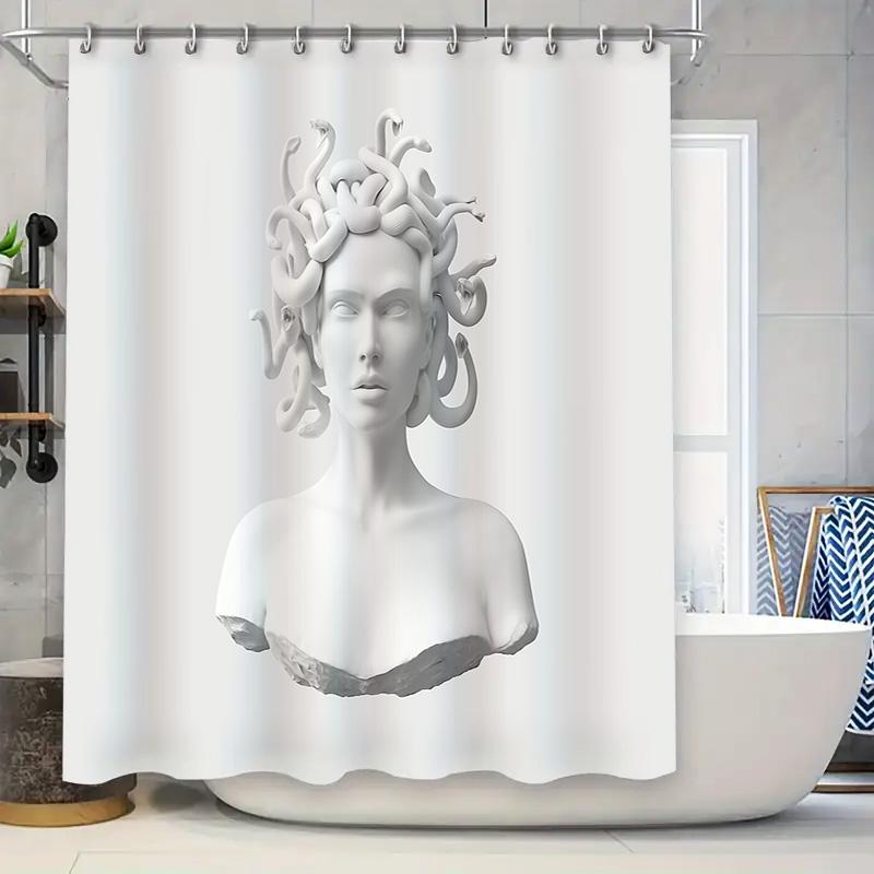 

Gothic Statue Shower Curtain Dark Academia Backdrop Vintage Wall Tapestry Home Decor Ethereal Halloween Party Decoration Artisti W60H190(CM)-1 Pcs