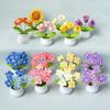 Hand-knitted Sunflower Tulip Crochet Flowers Potting Hand-woven Florals Desktop Ornament Car Home Decoration Teacher's Day Gifts