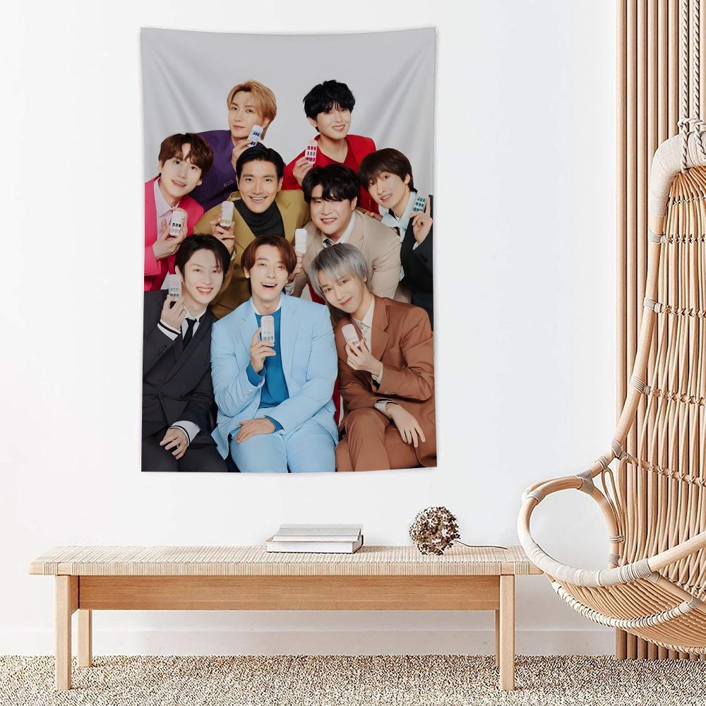 Kpop Band SSuper Junior Tapestry Microfiber Wall Hanging For Bedroom Living Room Decor Outdoor Festival Garden Bar Background