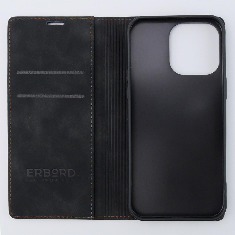 ERBORD Vintage Wallet Case for iPhone 15 Pro Max with Flip, Black