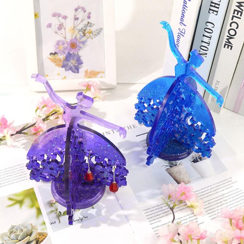 Crystal Epoxy Mold Stereo  Dancing Girl Jewelry Holder Mold Ornaments Silicone Mold for  Jewelry Making