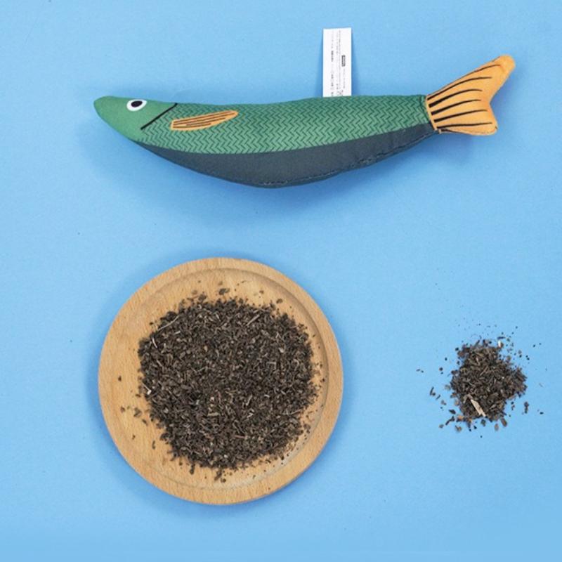 Fish Shape Catnip Cats Toy Soft Bite‑resistant Kitten Plush Toys Stress Relief Interactive Playing Supplies for Indoor Pet Cats