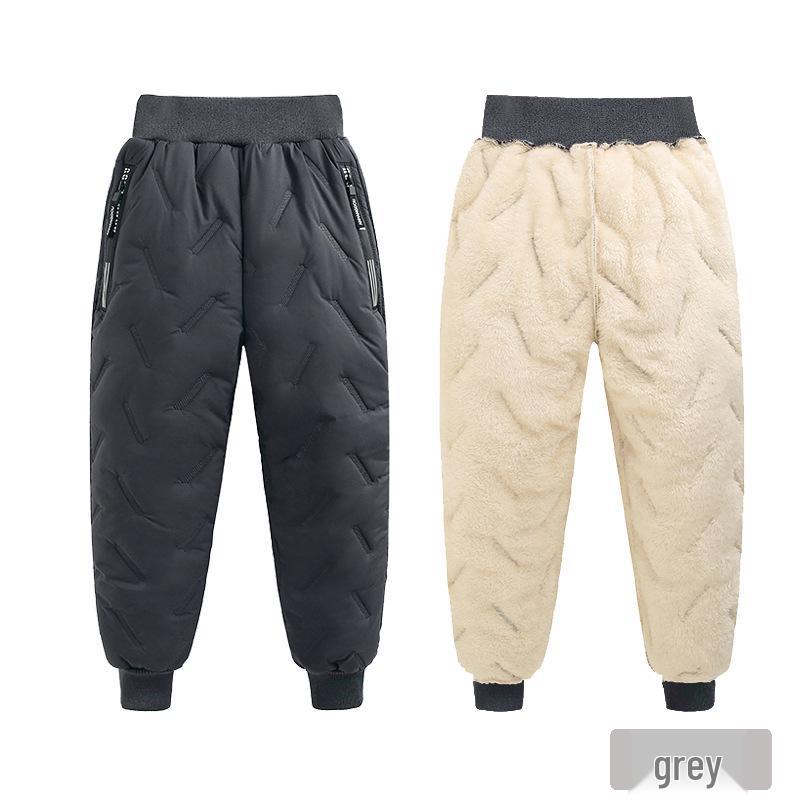Children's Fleece-Lined Cotton Pants for Boys and Girls - Warm Winter Lambswool Outerwear