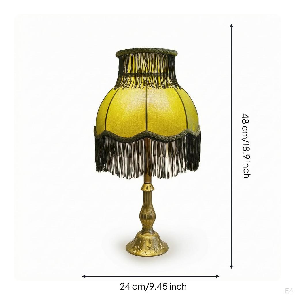 Lamp with Retro Fabric Shade, Elegant Fringe