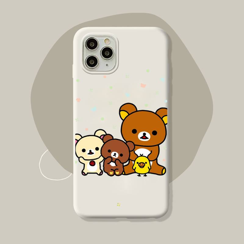 Rilakkuma Kawaii Phone Case for iPhone 11 12 13 Mini Pro Xs Max 8 7 6 6S Plus X XR Solid Candy Color Case