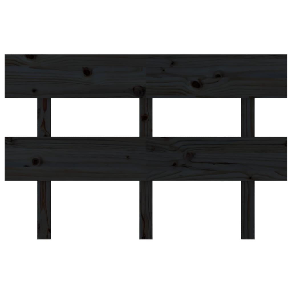 Headboard in Black 124 x 3 x 81 cm Solid Pine Wood