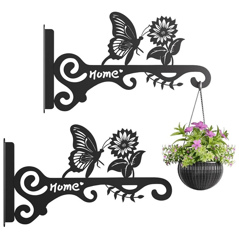 

CYCLI-Hanging Brackets-10 Inch Metal Plant Hooks-Wall Hangers With Butterfly Design For Indoor& Outdoor Use-Decorative 2Pcs