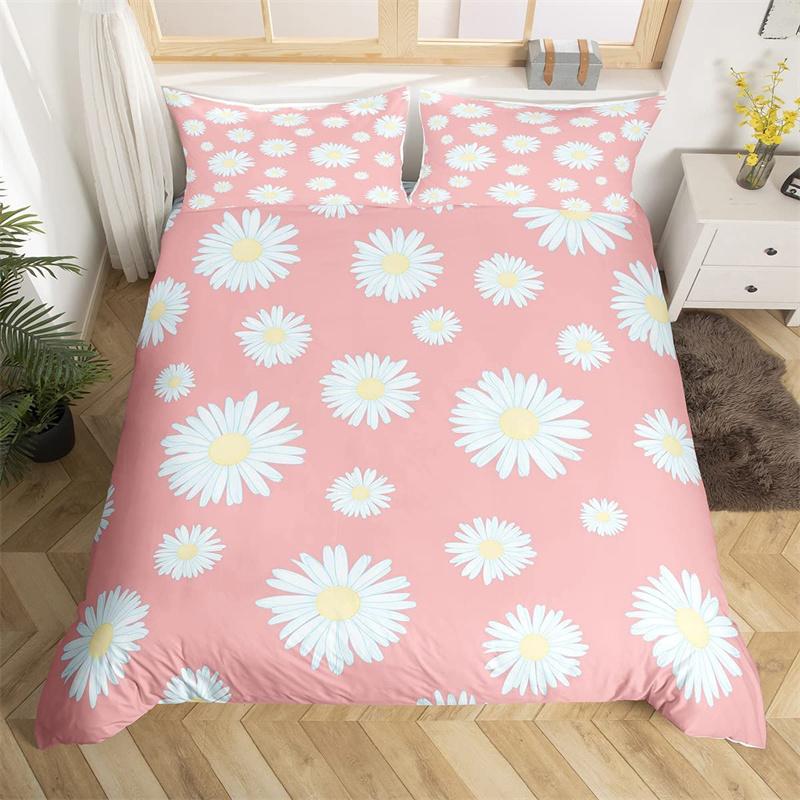 Daisy Duvet Cover Botanical Floral Bedding Set Microfiber Natural Blossom Flower Pattern Comforter Cover King For Boys Girl Room