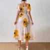 Ladies' Summer Floral Print Off Shoulder Bohemian Style Dress