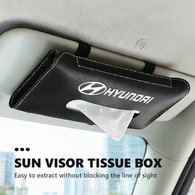 Car Tissue Box Towel Sets Sun Visor Tissue Holder Interior Storage For Hyundai Genesis N-LINE I10 I20 I30 I40 IX20 IX35 Kona HH65