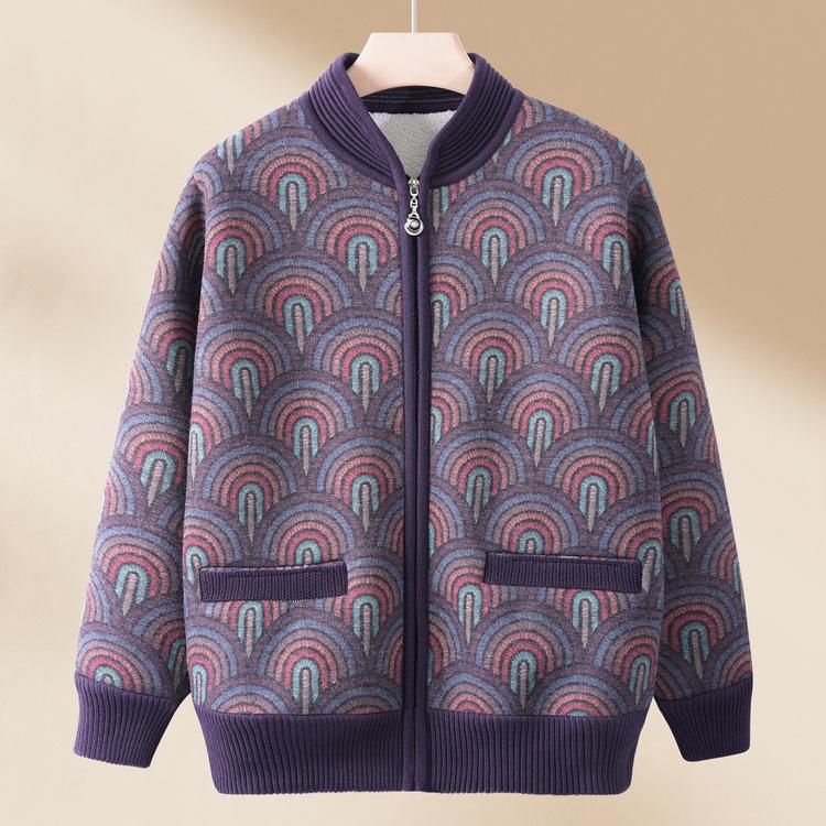 Frühlings- und Herbst-Warmmantel für ältere Menschen, Frühlingskleid für Oma und Samt-Wattierter Pullover, Wintermantel für kleine Mutter