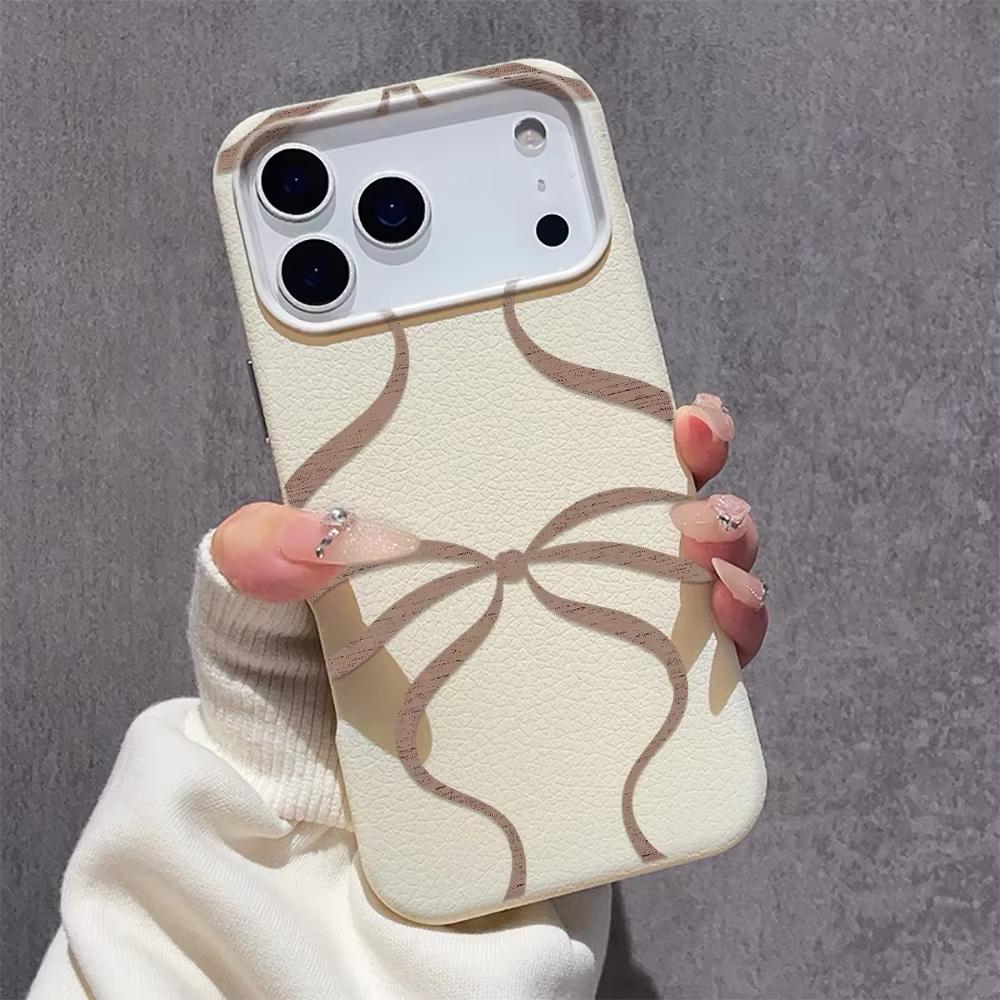 Brown Bow Fashion Ins Pattern Phone Case For iPhone 17 Pro Max 11 12 13 14 15 16 Pro 17 Air 15 14 Plus X XS XR Soft Cover
