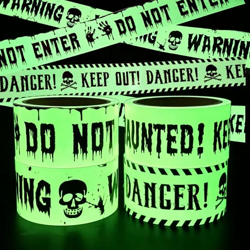 Halloween Warning Glow In The Dark Tape 5cm x3.0m Non Adhesive Marking Tape Indoor Outdoor Garden Gathering Decor 2026 New Fun