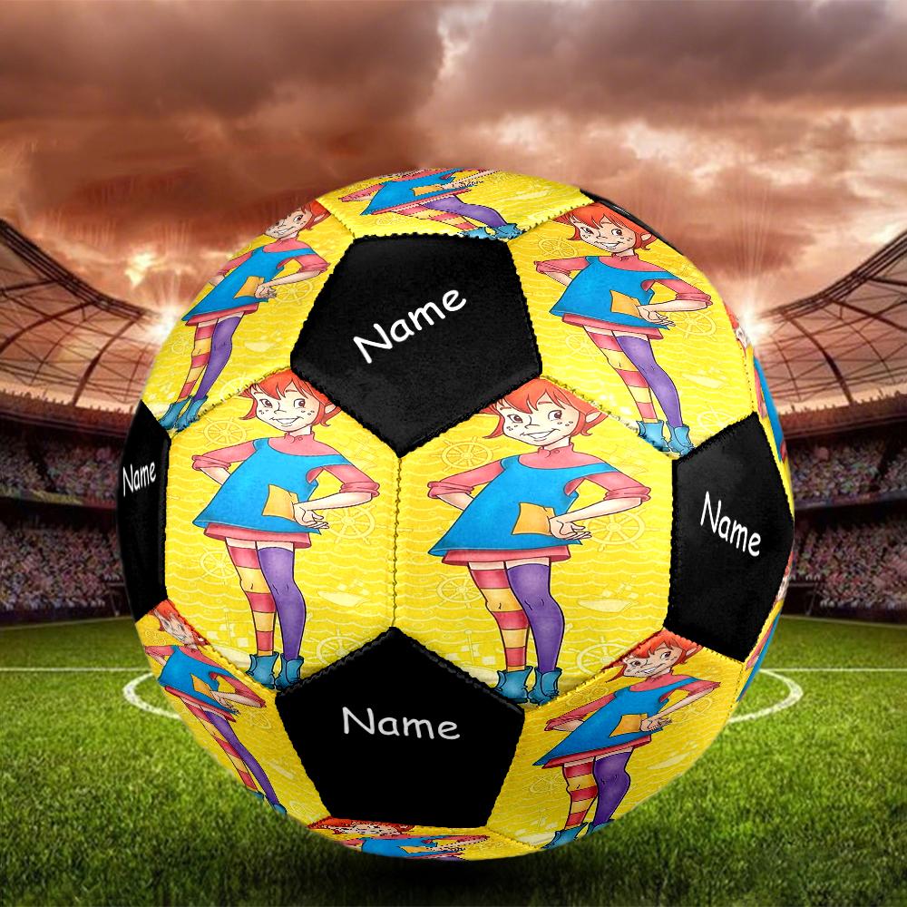 Custom Name Pippi Longstocking Theme Size 5 Soccer Ball, Suitable for Both Indoor and Outdoor Matches, a Gift Suitable for Everyone.