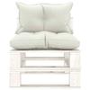 VidaXL Garden Middle Pallet Sofa with Beige Cushions Wood 3052422