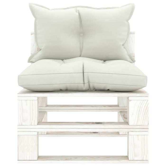 VidaXL Garden Middle Pallet Sofa with Beige Cushions Wood 3052422