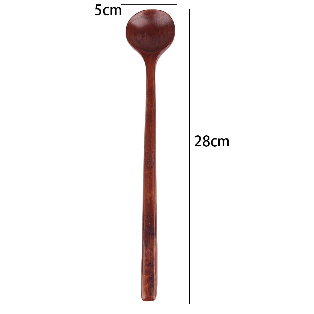 Mixing 10.9 Inches Long Handle Tableware Wooden Natural Wood Soup Spoon Spoons Kitchen Utensil Cooking Supplies