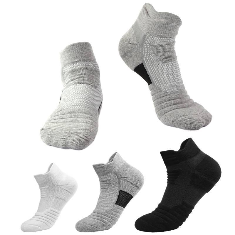 Men's Mid-Calf Sports Socks with Towel Bottom, Shock Absorption, and Anti-Slip for Running & Basketball