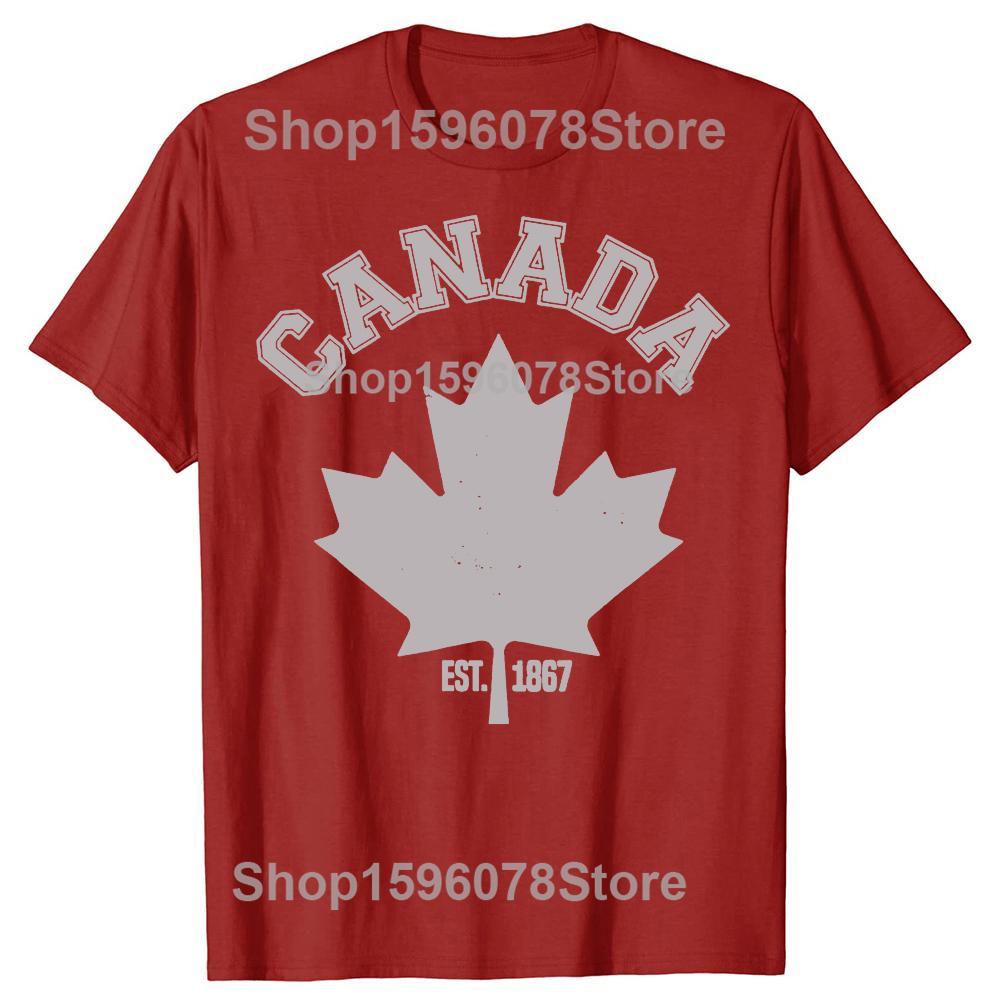 Lustiges Kanada EST 1867 Ahornblatt Flagge Liebe Grafik T-Shirt Herren Damen Hip Hop Übergroßes T-Shirt 100% Baumwolle Komfort T-Shirts