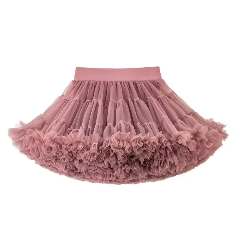 Lace Skirt Girls Fluffy Chiffon Pettiskirt Solid Colors Tutu Skirts Girl Dance Skirt Christmas Tulle Petticoat Tulle