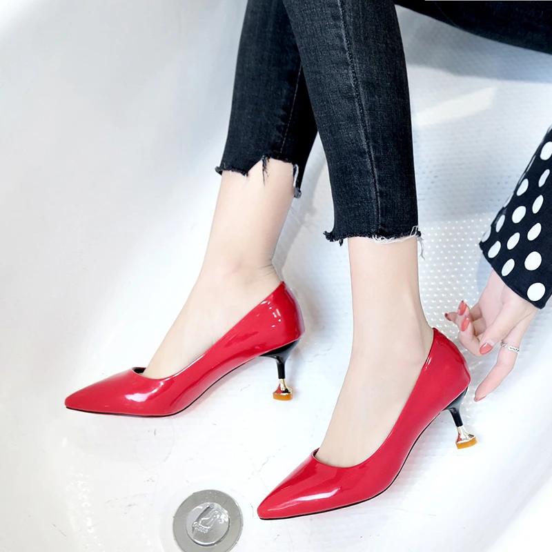 Fashion Women's Shallow Mouth Single Shoes High Heels Spring New Fashion Pointed Foot Set Fashion Casual Large Size Women's Shoes