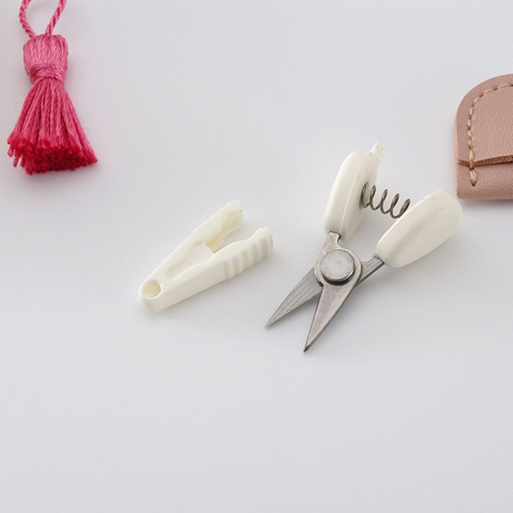 High Precision Art Mini Scissor Portable Protective Cover Sewing Embroidery Snips with Tassel Straight Tip Spring Yarn Scissors