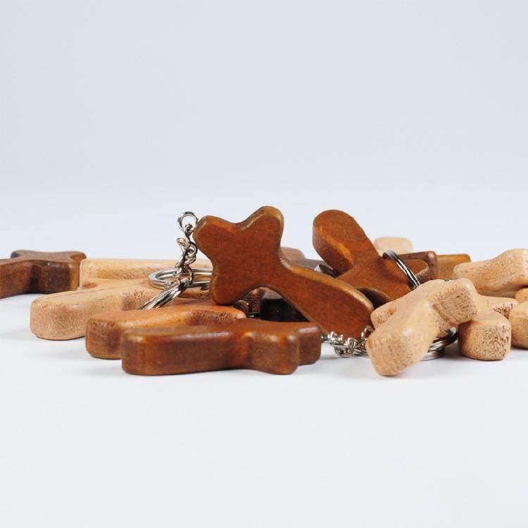 Wooden Comfort Cross Keychain Christian Religious Cross Keychain Bag Pendant