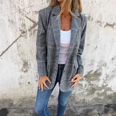 Frühling Herbst Neu Damen Vintage Revers Blazer Strickjacke Mantel Lässig Mode Elegant Oberbekleidung Für Grenzüberschreitenden Europa Amerika