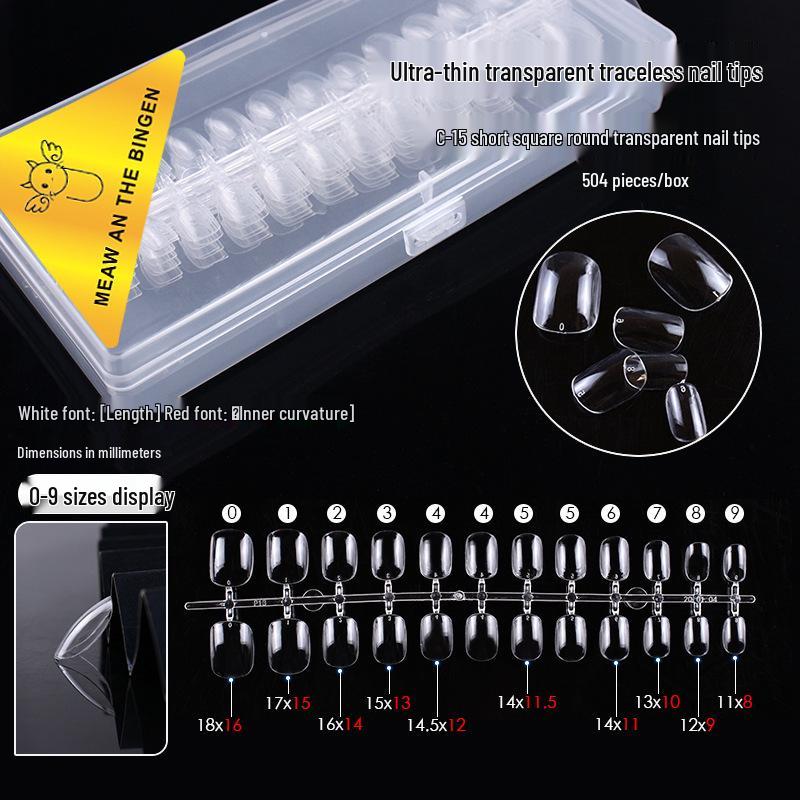 Dual-Use Seamless Transparent Frosted Nail Tips - Extendable Flat/Arc Design